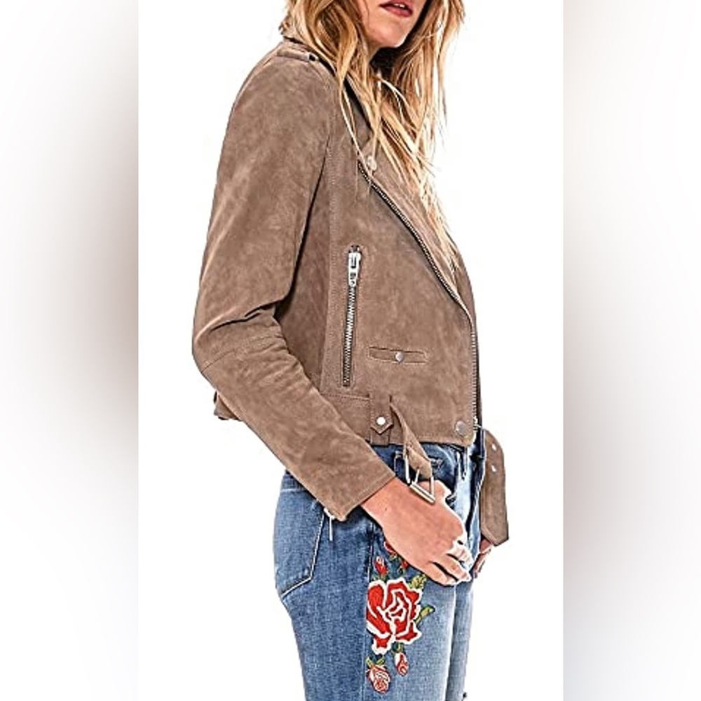 Blank NYC Genuine Suede Moto Jacket Sz L - Picture 2 of 8